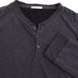 Marine Layer Mens Double Knit Henley Long Sleeve Shirt Style 16749 Dark Grey M/L